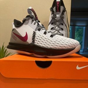 NWT never worn Lebron Witness V. Color: Grey/Fireberry/black/purple/white NIKE